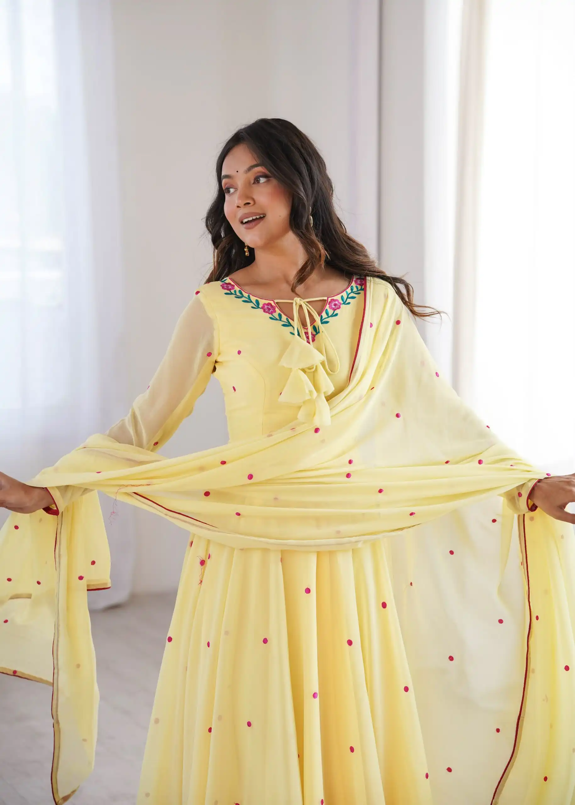 Gorgeous Yellow Faux Georgette Embroidery Work Salwar Suit - Image 7