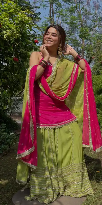 Alternative view of Pretty Pista Fendy Silk Real Mirror Work Lehenga Choli