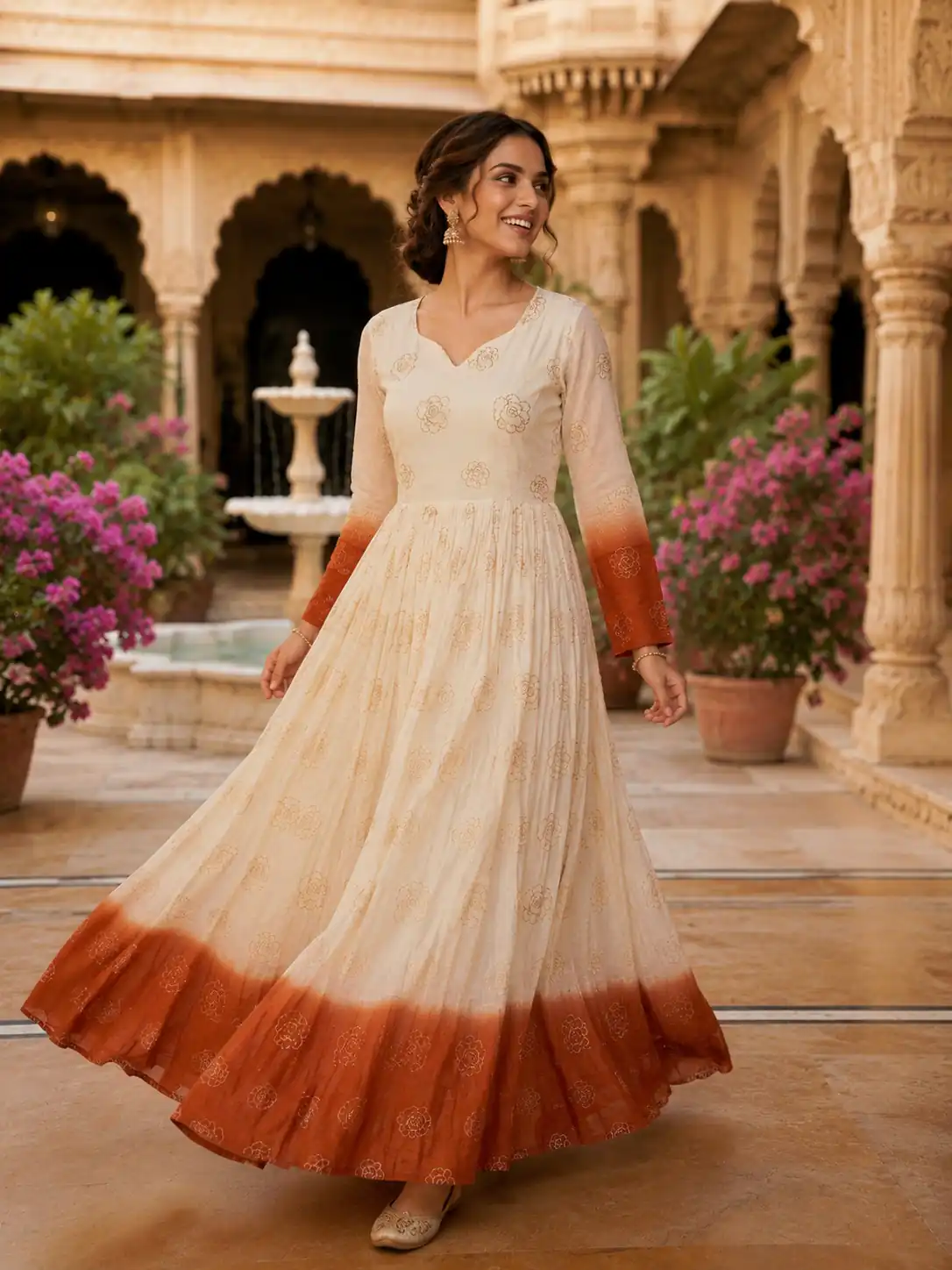 Pretty Rust Silver Crunchy Sequins Work Gown - Image 4