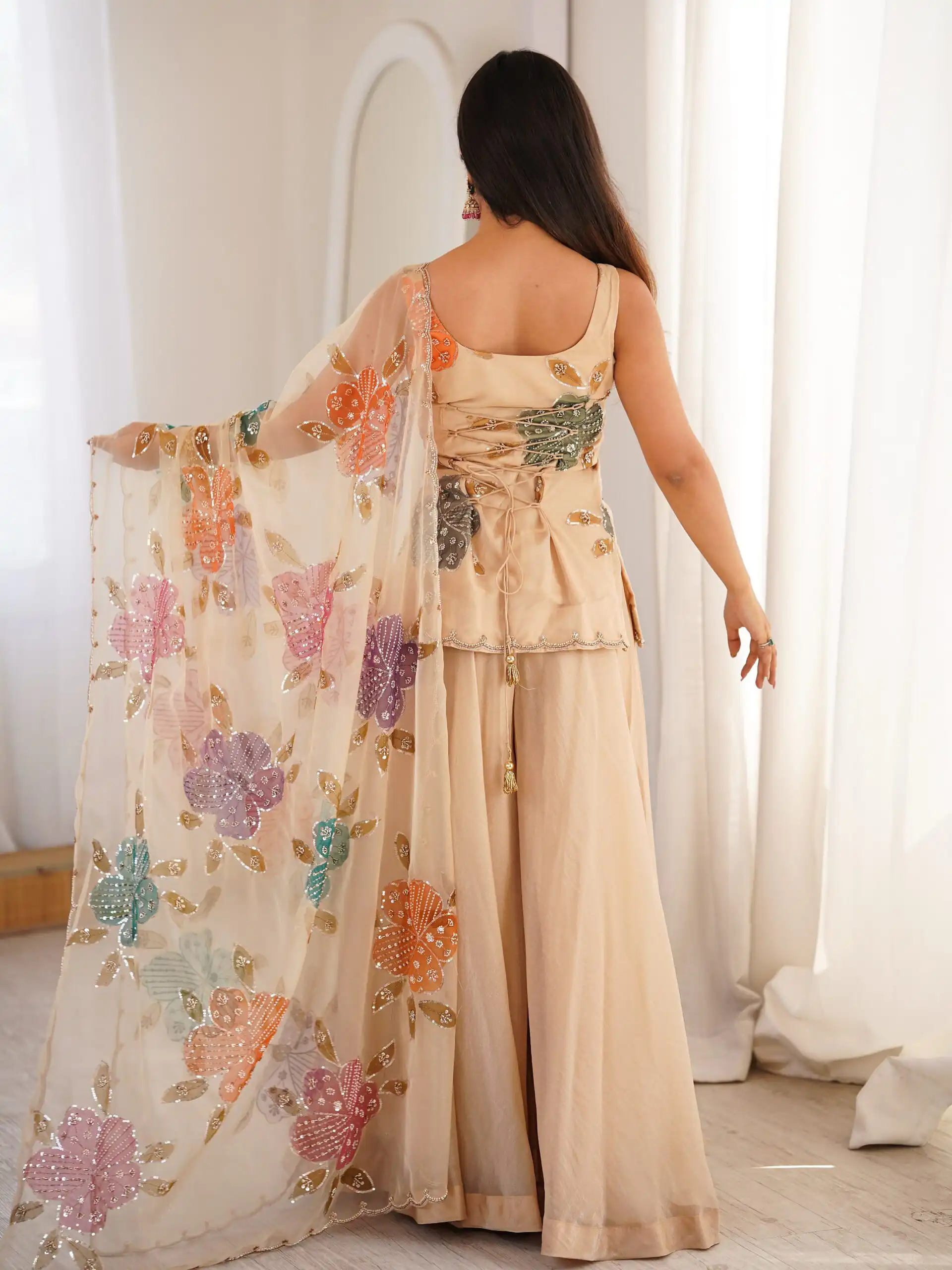 Special Chiku Tabby Organza Silk Brush Print Work Salwar Suit - Image 3