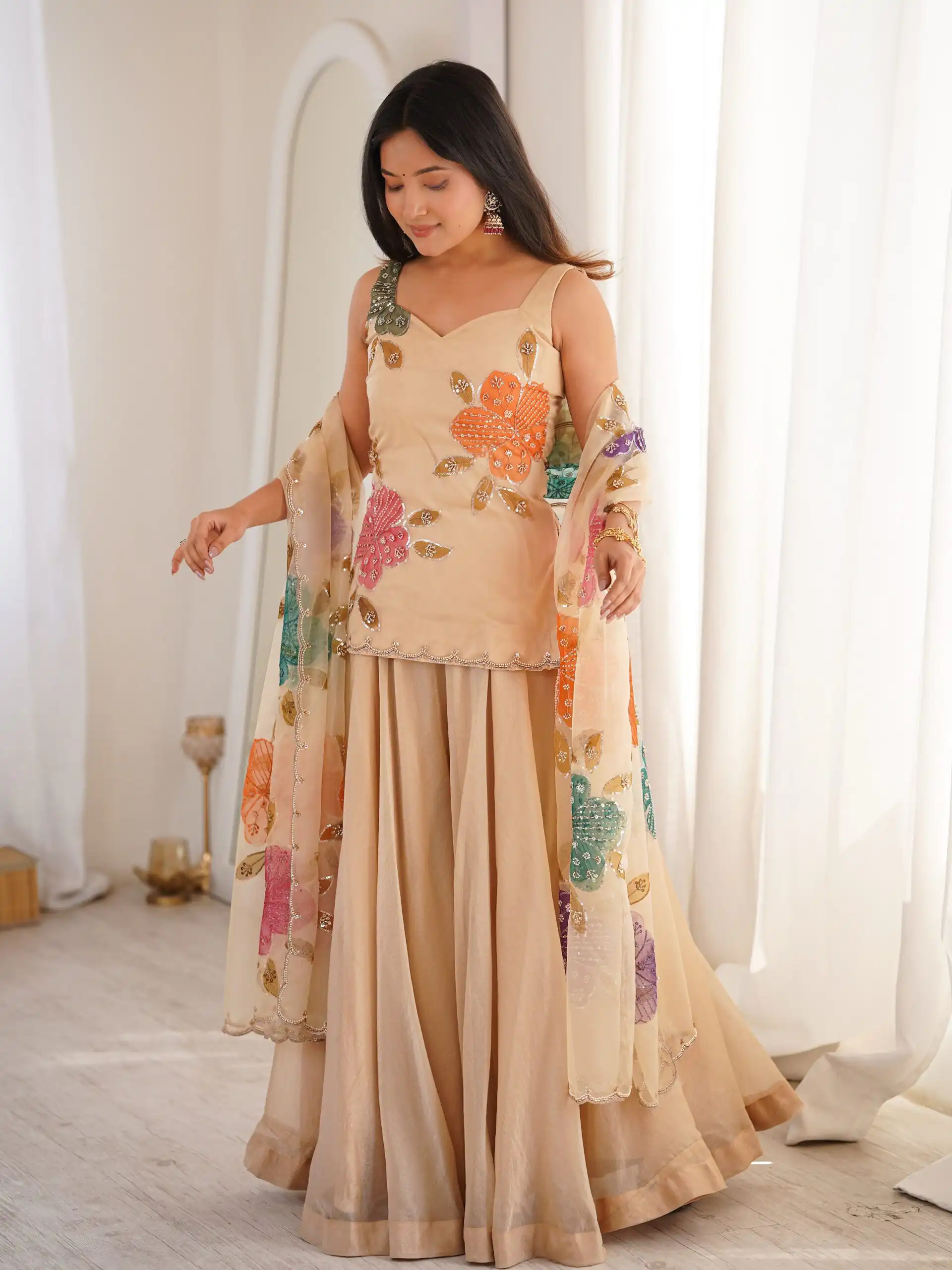Special Chiku Tabby Organza Silk Brush Print Work Salwar Suit - Image 2