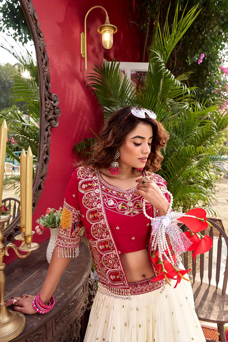 Special Pink Vichitra Thread Work Lehenga Choli - Image 4