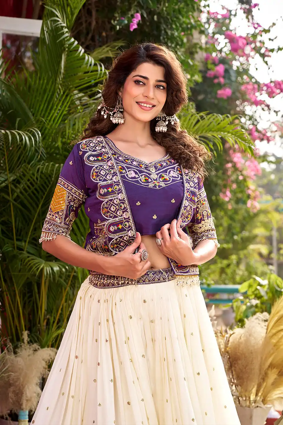 Special Purple Vichitra Thread Work Lehenga Choli