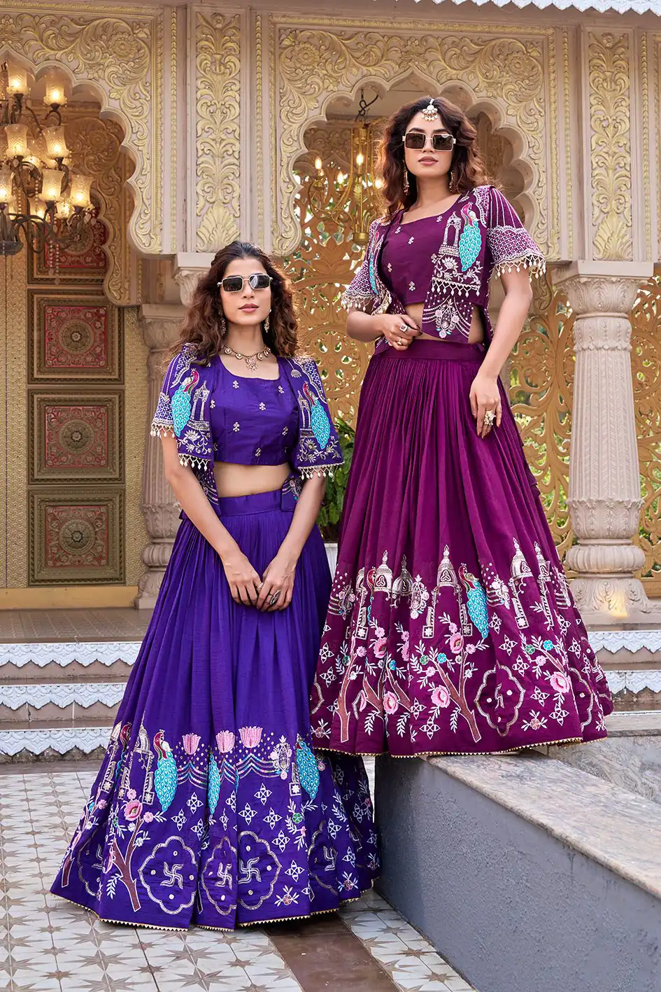 Special Wine Vichitra Embroidery Work Lehenga Choli - Image 4