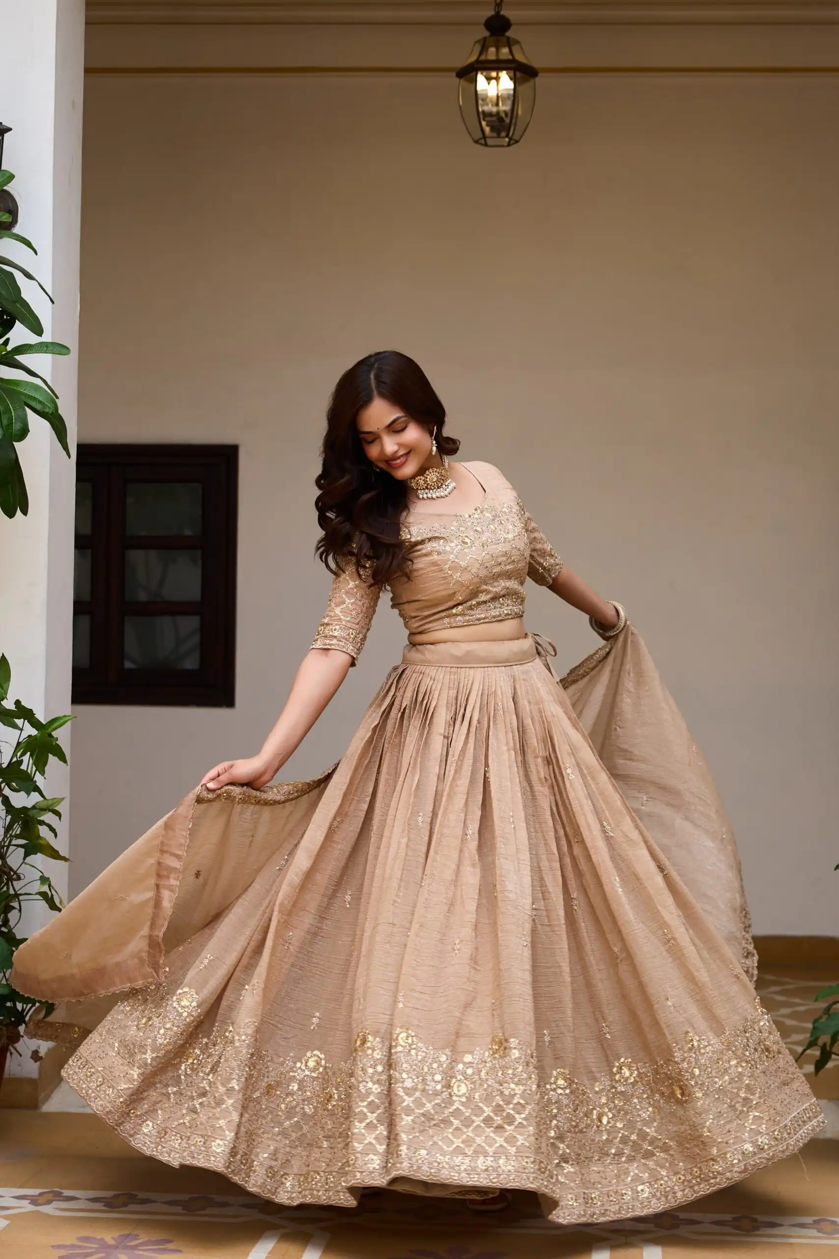 Stunning Chiku Crunchy Embroidery Work Lehenga Choli - Image 6