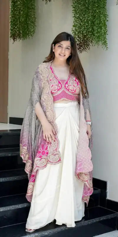 Alternative view of Stylist Pink Crape Silk Sequins Work Dhoti Suit