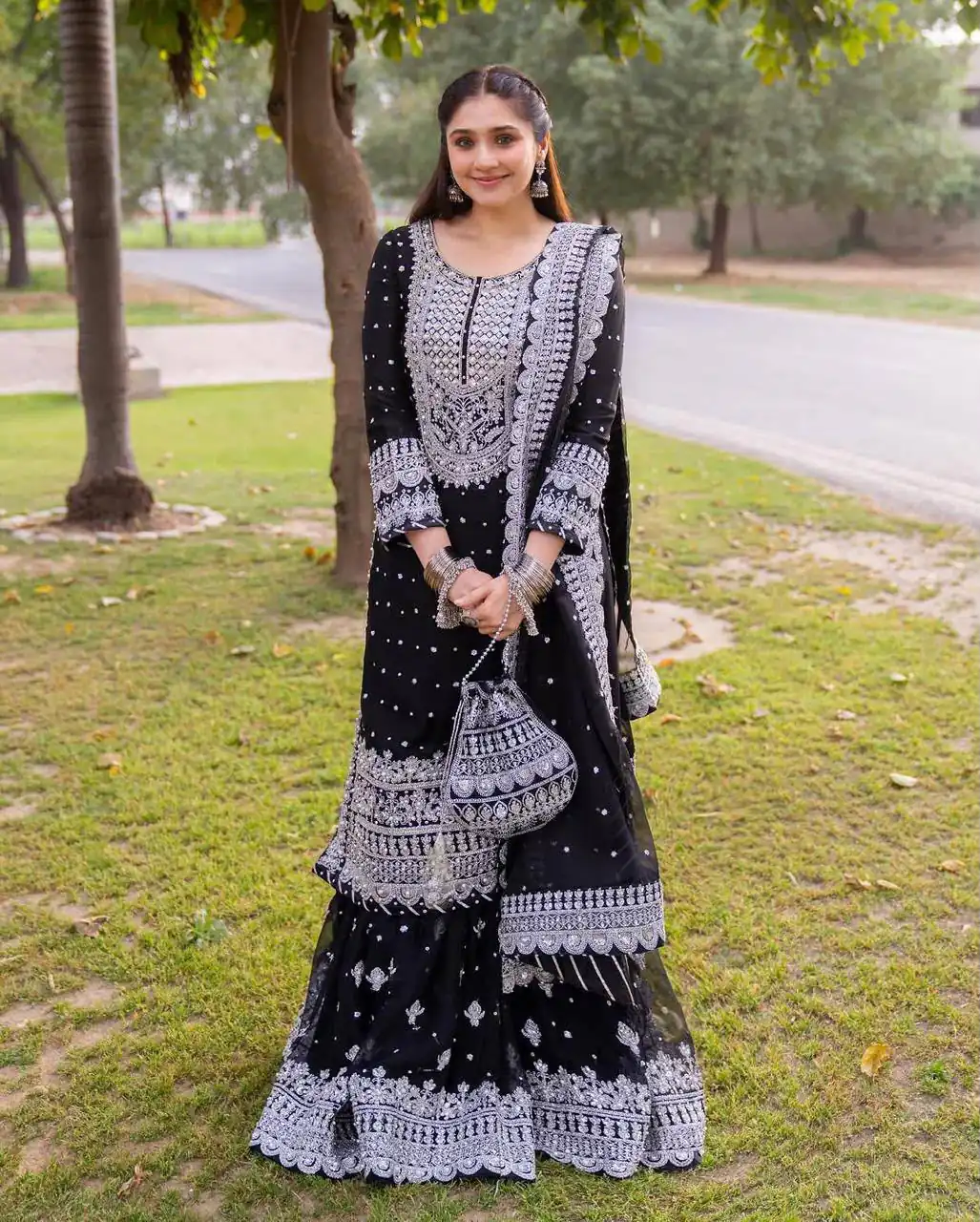 Unique Black Faux Georgette Embroidery Work Salwar Suit - Image 9