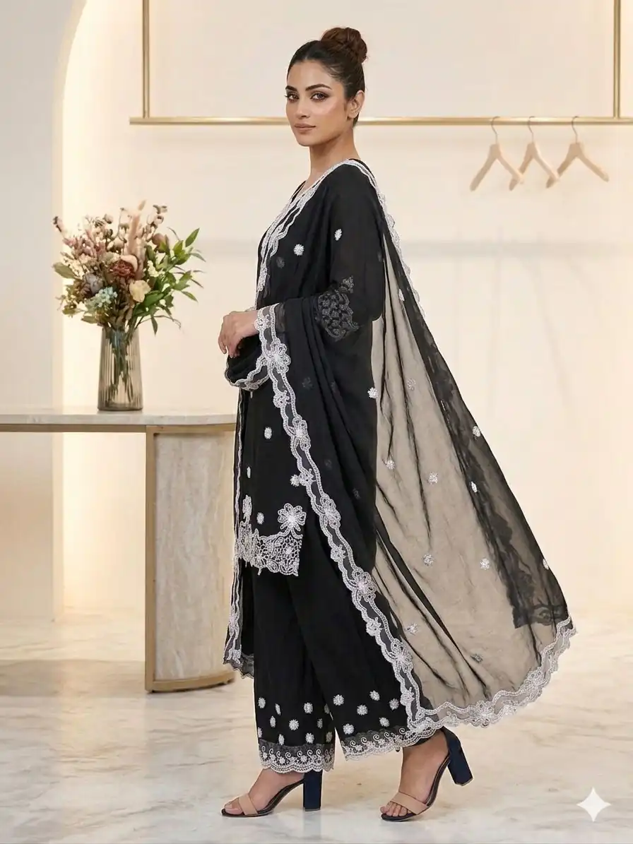 LG 2119 Black in Georgette Work Embroidery Work & Sequins Work Salwar Suit . Grab it for ₹1999. Delivery 4-6 Working Days. Shop now. | Jump Suits, Straight Suits, Casual Suits, Creative suits, Designer Suits, Palazzo Suits, Party Wear Suits, Patiala Suits, Salwar suit