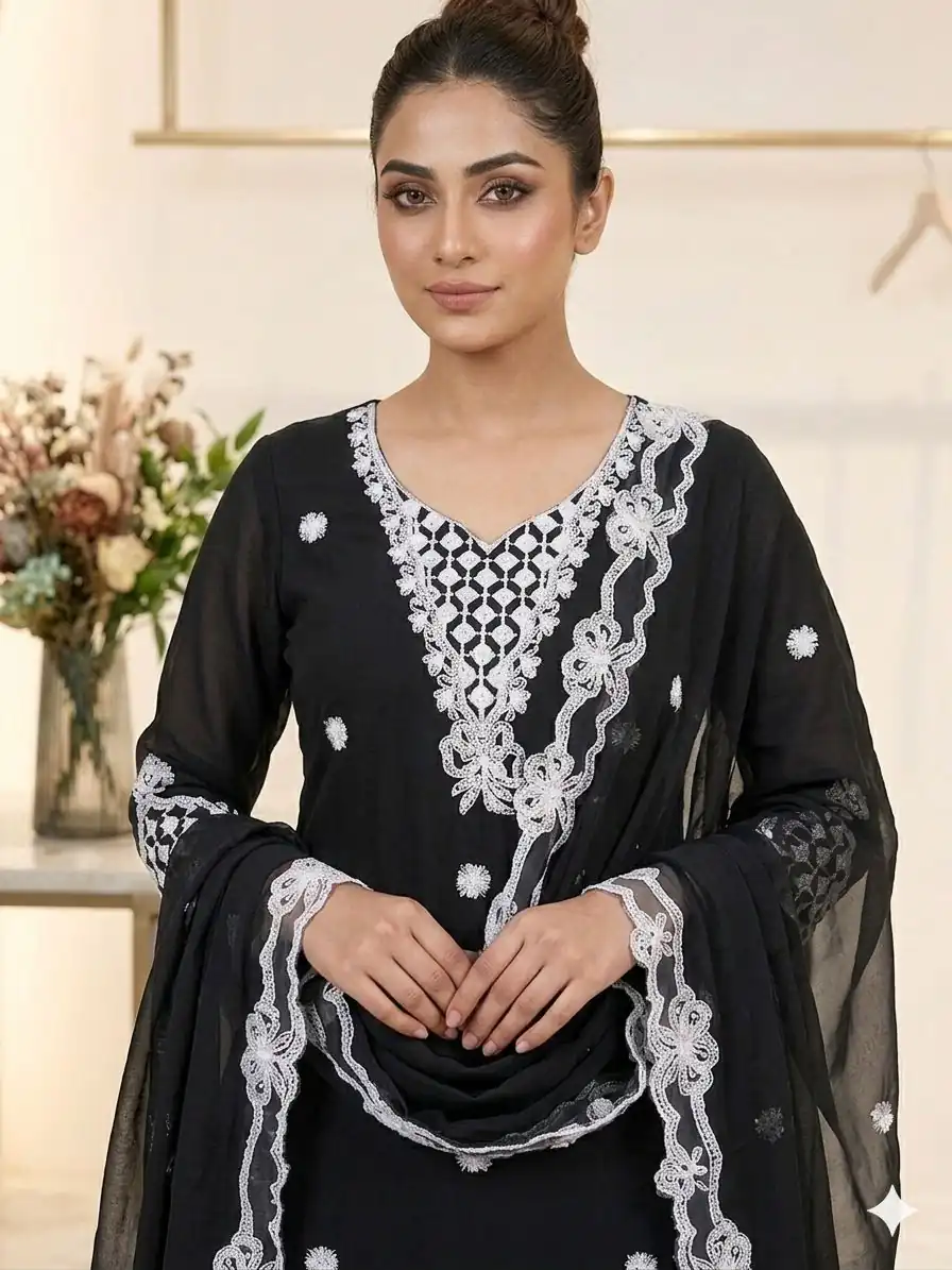 LG 2119 Black in Georgette Work Embroidery Work & Sequins Work Salwar Suit . Grab it for ₹1999. Delivery 4-6 Working Days. Shop now. | Jump Suits, Straight Suits, Casual Suits, Creative suits, Designer Suits, Palazzo Suits, Party Wear Suits, Patiala Suits, Salwar suit