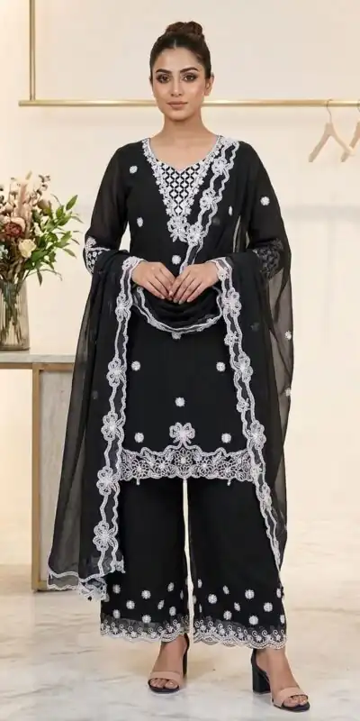 LG 2119 Black in Georgette Work Embroidery Work & Sequins Work Salwar Suit . Grab it for ₹1999. Delivery 4-6 Working Days. Shop now. | Jump Suits, Straight Suits, Casual Suits, Creative suits, Designer Suits, Palazzo Suits, Party Wear Suits, Patiala Suits, Salwar suit