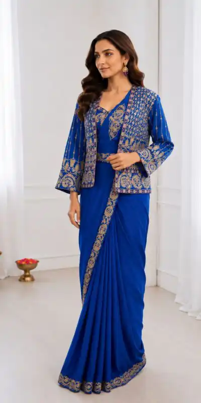BB 64 Blue Crep Silk Saree with Embroidery Work & Sequins Work. Affordable Price ₹2499. Delivery 4-6 Working Days. Shop now. | Bollywood Sarees, Creative Sarees, Designer Sarees, Embroidered Sarees, Ethnic Saree, Modern Digital sarees, Party Wear Sarees, Sarees