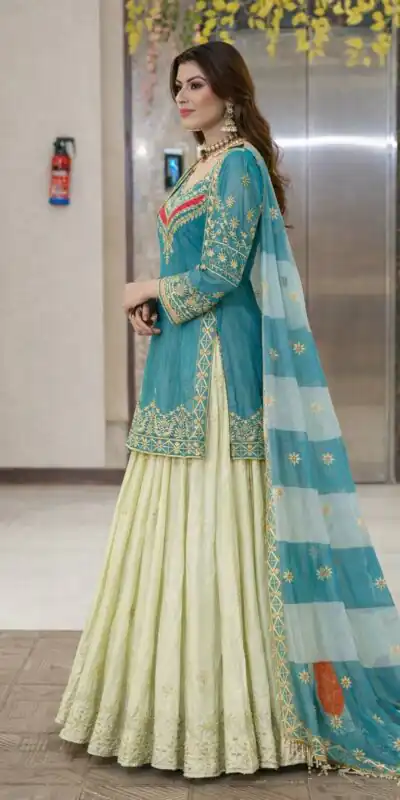 ZC 8008 Blue in Fandy Silk Sequins Work & Embroidery Work Lehenga Choli . Introductory Price ₹2499. Delivery 4-6 Working Days. Shop now. | Bollywood Lehenga, Creative Lehenga, Designer Lehenga, Embroidered Lehenga, Lehenga, Party Wear Lehenga