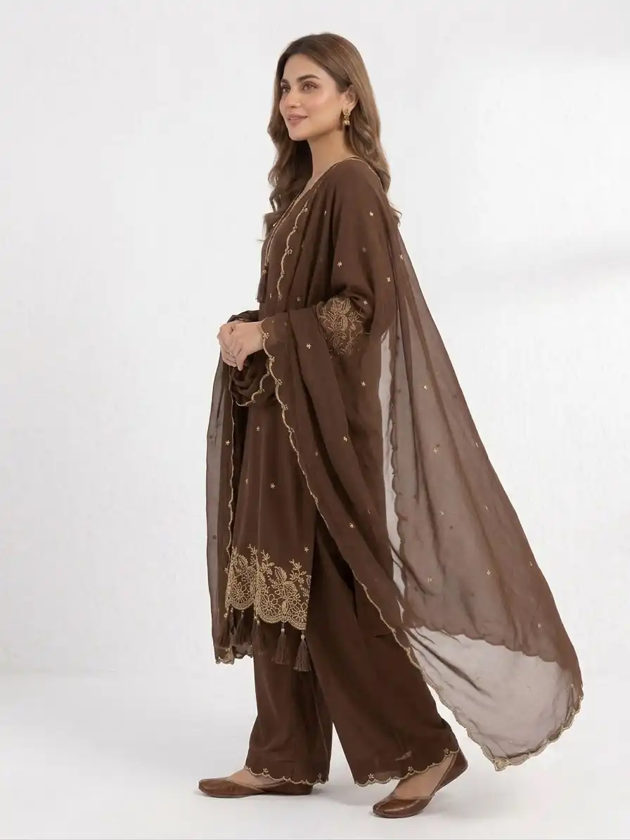 BE 481 Brown | Brown Rayon Salwar Suit with Embroidery Work & Lace Work. Affordable Price ₹1999. Delivery 4-6 Working Days. Shop now. | Jump Suits, Straight Suits, Casual Suits, Creative suits, Designer Suits, Palazzo Suits, Party Wear Suits, Patiala Suits, Salwar suit
