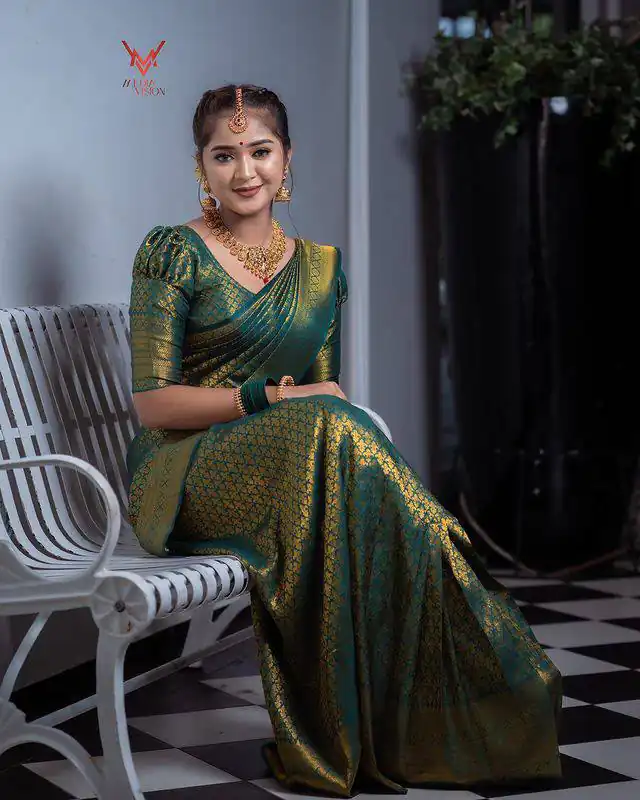 KPR 153 Green Color Soft Lichi Silk Saree with Jacquard Work. Best Price ₹1349. Delivery 4-6 Working Days. Online Shop now. | Bollywood Sarees, Creative Sarees, Designer Sarees, Embroidered Sarees, Ethnic Saree, Modern Digital sarees, Party Wear Sarees, Sarees