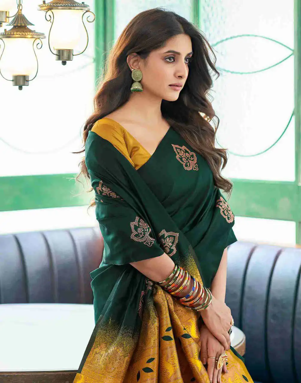 KPR 217 Green Soft Lichi Silk Jacquard Work Saree with Designer Work Wedding, Party, Festive, Events, Deal ₹1299. Delivery 4-6 Working Days. Shop now. | Bollywood Sarees, Creative Sarees, Designer Sarees, Embroidered Sarees, Ethnic Saree, Modern Digital sarees, Party Wear Sarees, Sarees