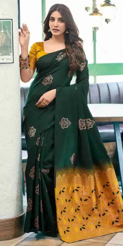 KPR 217 Green Soft Lichi Silk Jacquard Work Saree with Designer Work Wedding, Party, Festive, Events, Deal ₹1299. Delivery 4-6 Working Days. Shop now. | Bollywood Sarees, Creative Sarees, Designer Sarees, Embroidered Sarees, Ethnic Saree, Modern Digital sarees, Party Wear Sarees, Sarees