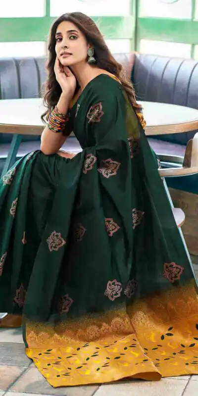 KPR 217 Green Soft Lichi Silk Jacquard Work Saree with Designer Work Wedding, Party, Festive, Events, Deal ₹1299. Delivery 4-6 Working Days. Shop now. | Bollywood Sarees, Creative Sarees, Designer Sarees, Embroidered Sarees, Ethnic Saree, Modern Digital sarees, Party Wear Sarees, Sarees