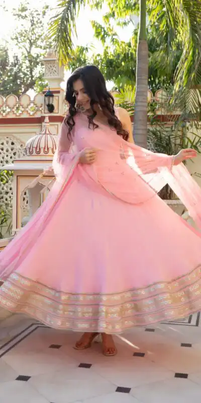 RTC  6039 Light Pink Color Natural Crep Anarkali Suit with Embroidery Work. Exclusive Offer ₹2599. Delivery 4-6 Working Days. Shop now. | Anarkali Suits, Bollywood Anarkali, Creative-Anarkali, Designer Anarkali, Embroidered Anarkali, Party Wear Anarkali