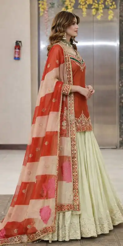 ZC 8008 Orange in Fandy Silk Sequins Work & Embroidery Work Lehenga Choli . Introductory Price ₹2499. Delivery 4-6 Working Days. Shop now. | Bollywood Lehenga, Creative Lehenga, Designer Lehenga, Embroidered Lehenga, Lehenga, Party Wear Lehenga