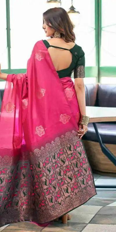 KPR 217 Pink Soft Lichi Silk Jacquard Work Saree with Designer Work Wedding, Party, Festive, Events, Deal ₹1299. Delivery 4-6 Working Days. Shop now. | Bollywood Sarees, Creative Sarees, Designer Sarees, Embroidered Sarees, Ethnic Saree, Modern Digital sarees, Party Wear Sarees, Sarees
