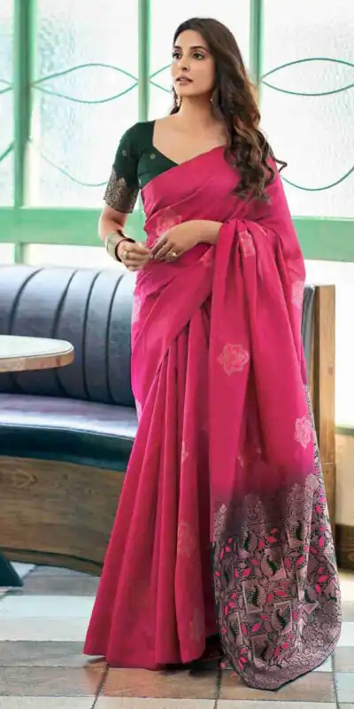 KPR 217 Pink Soft Lichi Silk Jacquard Work Saree with Designer Work Wedding, Party, Festive, Events, Deal ₹1299. Delivery 4-6 Working Days. Shop now. | Bollywood Sarees, Creative Sarees, Designer Sarees, Embroidered Sarees, Ethnic Saree, Modern Digital sarees, Party Wear Sarees, Sarees