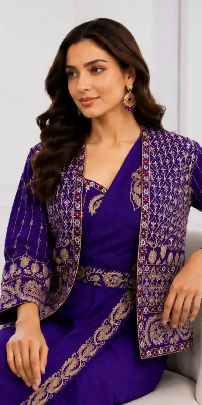 BB 64 Blue Purple Silk Saree with Embroidery Work & Sequins Work. Affordable Price ₹2499. Delivery 4-6 Working Days. Shop now. | Bollywood Sarees, Creative Sarees, Designer Sarees, Embroidered Sarees, Ethnic Saree, Modern Digital sarees, Party Wear Sarees, Sarees
