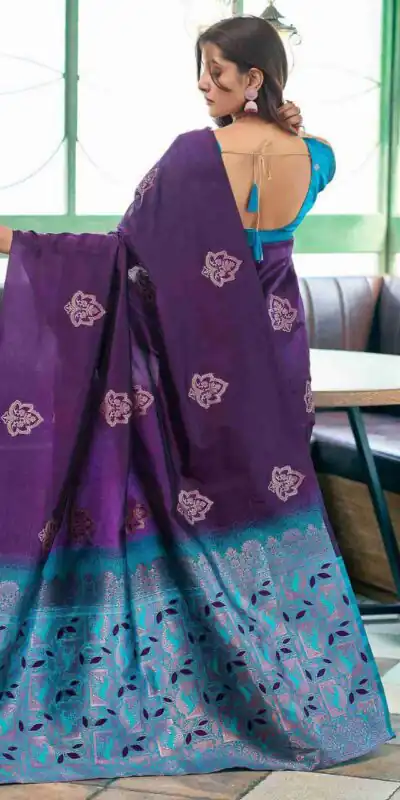 KPR 217 Purple Soft Lichi Silk Jacquard Work Saree with Designer Work Wedding, Party, Festive, Events, Deal ₹1299. Delivery 4-6 Working Days. Shop now. | Bollywood Sarees, Creative Sarees, Designer Sarees, Embroidered Sarees, Ethnic Saree, Modern Digital sarees, Party Wear Sarees, Sarees