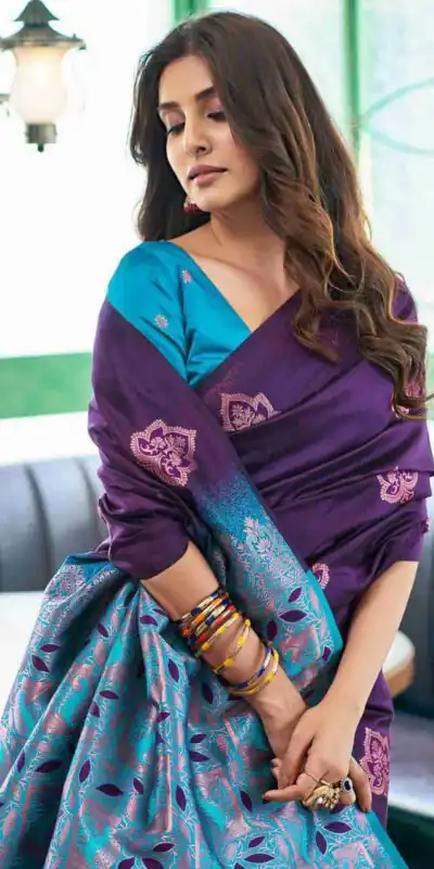 KPR 217 Purple Soft Lichi Silk Jacquard Work Saree with Designer Work Wedding, Party, Festive, Events, Deal ₹1299. Delivery 4-6 Working Days. Shop now. | Bollywood Sarees, Creative Sarees, Designer Sarees, Embroidered Sarees, Ethnic Saree, Modern Digital sarees, Party Wear Sarees, Sarees