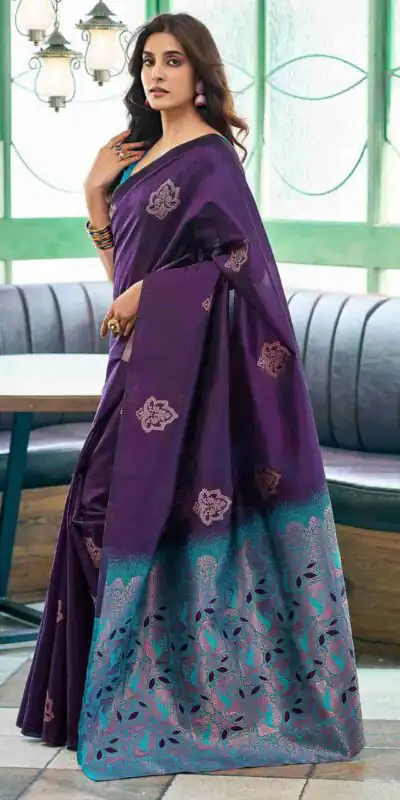 KPR 217 Purple Soft Lichi Silk Jacquard Work Saree with Designer Work Wedding, Party, Festive, Events, Deal ₹1299. Delivery 4-6 Working Days. Shop now. | Bollywood Sarees, Creative Sarees, Designer Sarees, Embroidered Sarees, Ethnic Saree, Modern Digital sarees, Party Wear Sarees, Sarees