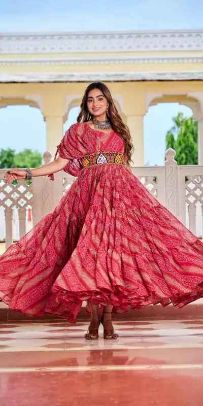 Ram 136 Red Color | Red Faux Georgette Gown with Mirror Work. Get it for ₹1999. Delivery 4-6 Working Days. Online Shop now. | Bollywood Gowns, Creative Gowns, Designer Gowns, Embroidered Gowns, Gowns, Party Wear Gowns