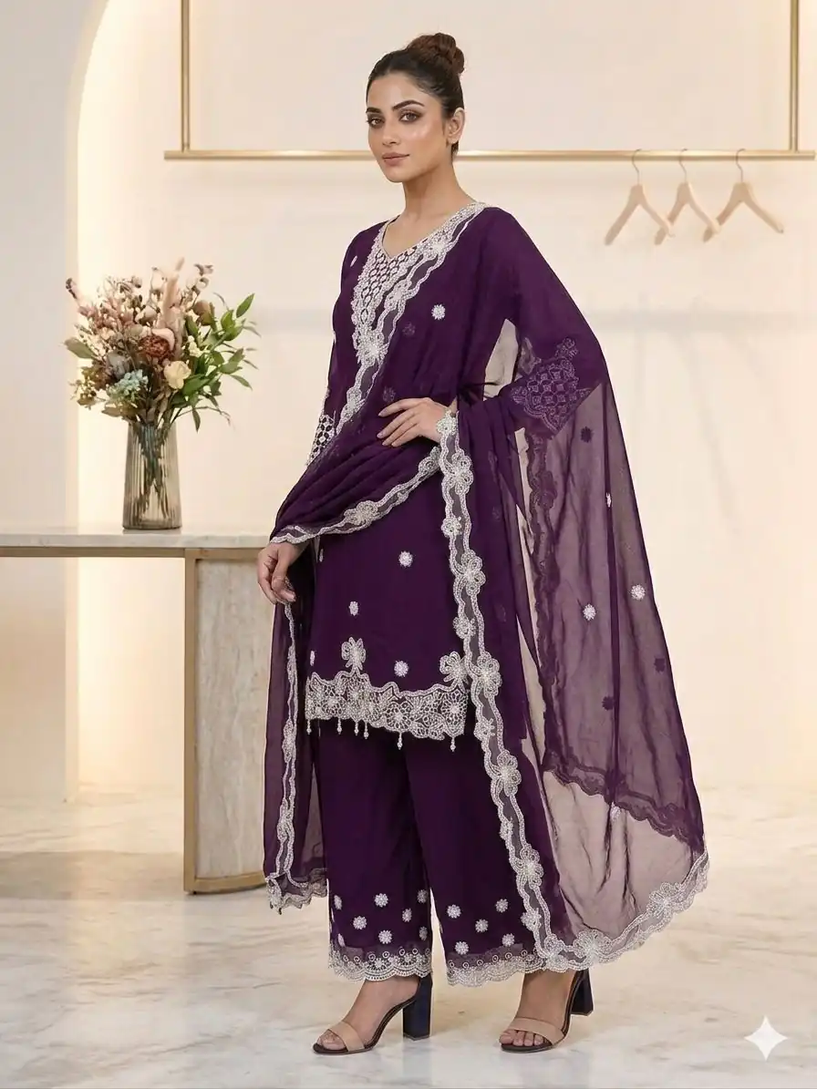LG 2119 Wine in Georgette Work Embroidery Work & Sequins Work Salwar Suit . Grab it for ₹1999. Delivery 4-6 Working Days. Shop now. | Jump Suits, Straight Suits, Casual Suits, Creative suits, Designer Suits, Palazzo Suits, Party Wear Suits, Patiala Suits, Salwar suit