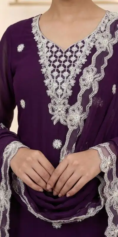 LG 2119 Wine in Georgette Work Embroidery Work & Sequins Work Salwar Suit . Grab it for ₹1999. Delivery 4-6 Working Days. Shop now. | Jump Suits, Straight Suits, Casual Suits, Creative suits, Designer Suits, Palazzo Suits, Party Wear Suits, Patiala Suits, Salwar suit