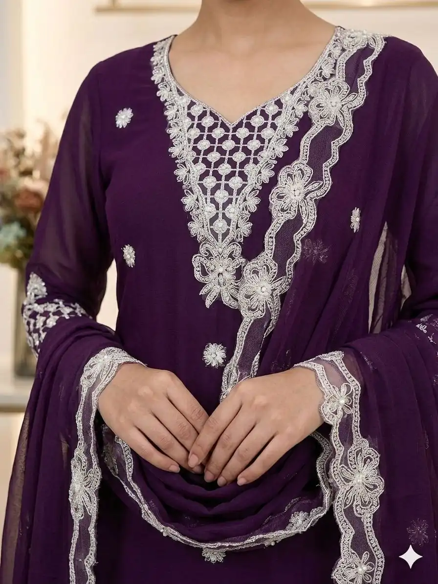 LG 2119 Wine in Georgette Work Embroidery Work & Sequins Work Salwar Suit . Grab it for ₹1999. Delivery 4-6 Working Days. Shop now. | Jump Suits, Straight Suits, Casual Suits, Creative suits, Designer Suits, Palazzo Suits, Party Wear Suits, Patiala Suits, Salwar suit
