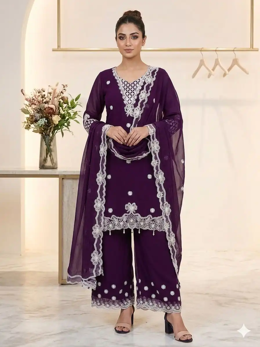 LG 2119 Wine in Georgette Work Embroidery Work & Sequins Work Salwar Suit . Grab it for ₹1999. Delivery 4-6 Working Days. Shop now. | Jump Suits, Straight Suits, Casual Suits, Creative suits, Designer Suits, Palazzo Suits, Party Wear Suits, Patiala Suits, Salwar suit