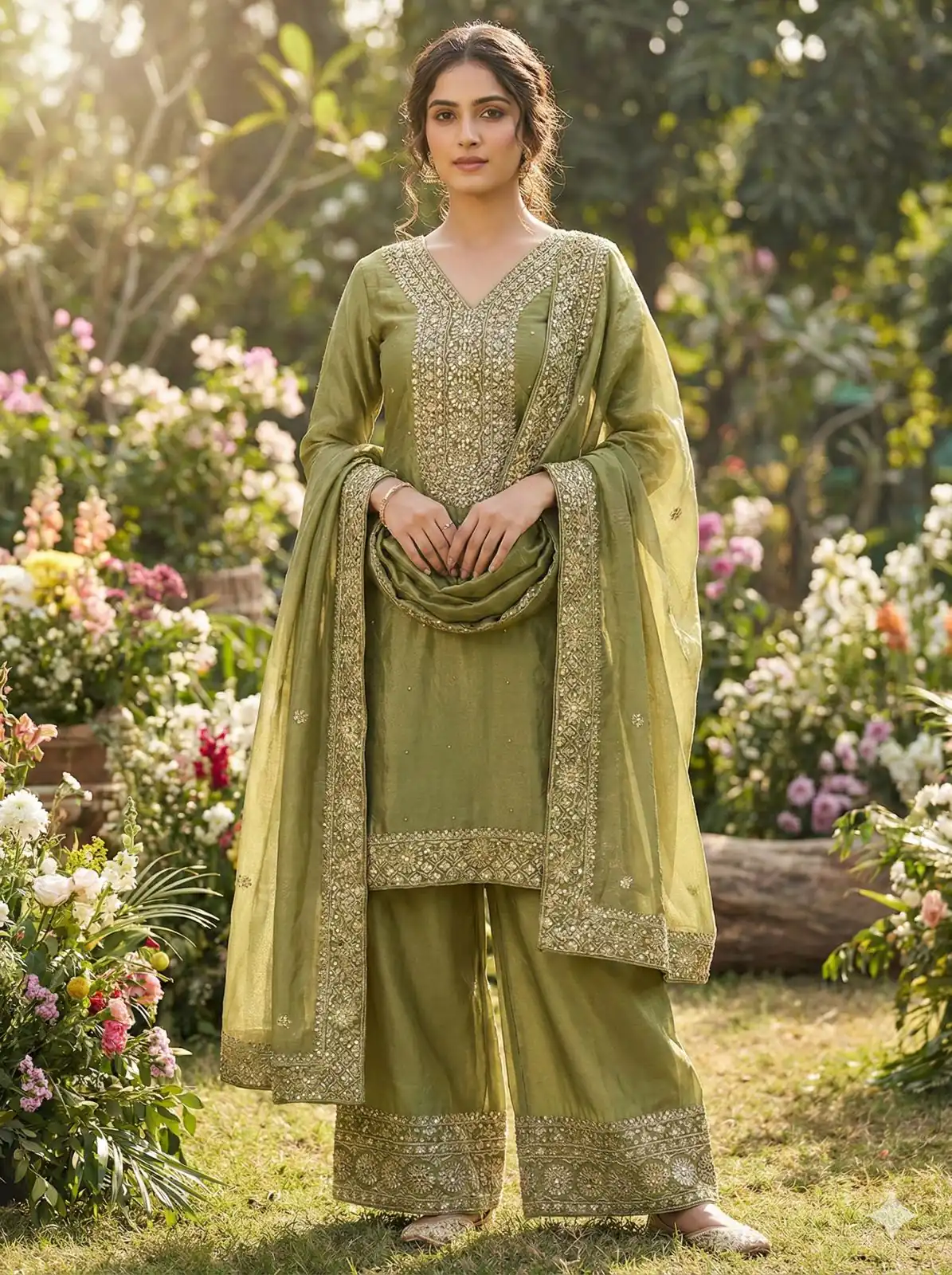 JF 040 Mehandi Fendy Silk Salwar Suitwith Embroidery Work & Lace Work. Now at just ₹2049. Delivery 4-6 Working Days. Shop now. | Jump Suits, Straight Suits, Casual Suits, Creative suits, Designer Suits, Palazzo Suits, Party Wear Suits, Patiala Suits, Salwar suit