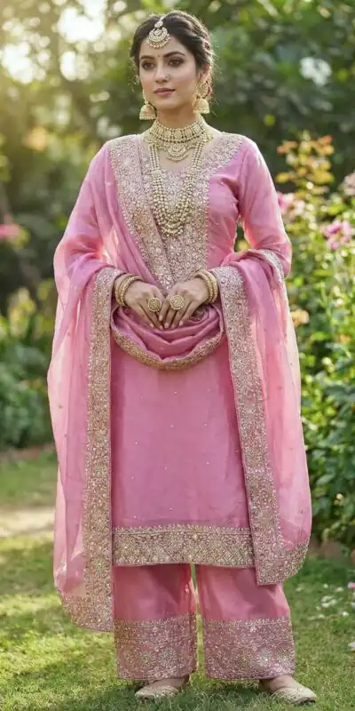 JF 040 Pink Fendy Silk Salwar Suitwith Embroidery Work & Lace Work. Now at just ₹2049. Delivery 4-6 Working Days. Shop now. | Jump Suits, Straight Suits, Casual Suits, Creative suits, Designer Suits, Palazzo Suits, Party Wear Suits, Patiala Suits, Salwar suit