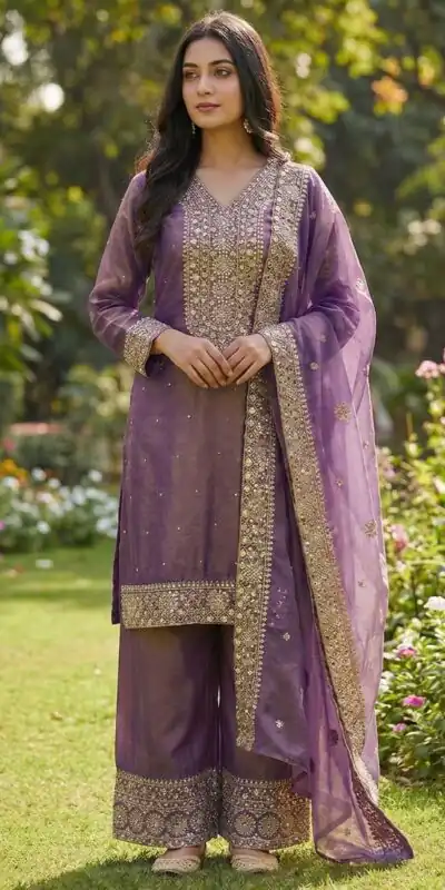 JF 040 Purple Fendy Silk Salwar Suitwith Embroidery Work & Lace Work. Now at just ₹2049. Delivery 4-6 Working Days. Shop now. | Jump Suits, Straight Suits, Casual Suits, Creative suits, Designer Suits, Palazzo Suits, Party Wear Suits, Patiala Suits, Salwar suit