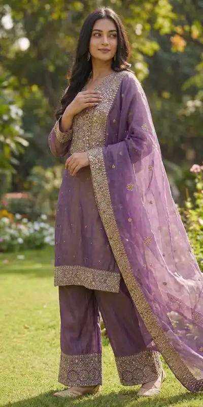 JF 040 Purple Fendy Silk Salwar Suitwith Embroidery Work & Lace Work. Now at just ₹2049. Delivery 4-6 Working Days. Shop now. | Jump Suits, Straight Suits, Casual Suits, Creative suits, Designer Suits, Palazzo Suits, Party Wear Suits, Patiala Suits, Salwar suit