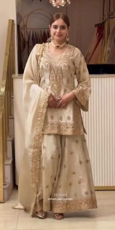 AD 236 Cream Color Chinon Silk Salwar Suit with Embroidery Work. Online Get it for ₹2149. Delivery 4-6 Working Days. Shop now. | Jump Suits, Straight Suits, Casual Suits, Creative suits, Designer Suits, Palazzo Suits, Party Wear Suits, Patiala Suits, Salwar suit