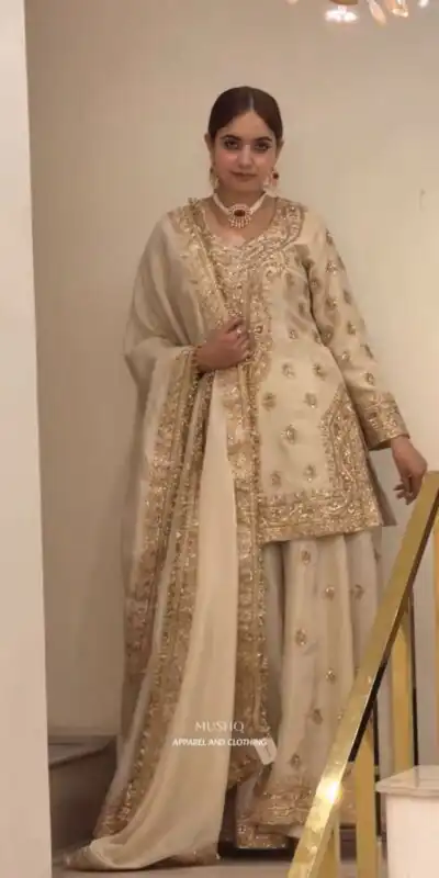 AD 236 Cream Color Chinon Silk Salwar Suit with Embroidery Work. Online Get it for ₹2149. Delivery 4-6 Working Days. Shop now. | Jump Suits, Straight Suits, Casual Suits, Creative suits, Designer Suits, Palazzo Suits, Party Wear Suits, Patiala Suits, Salwar suit