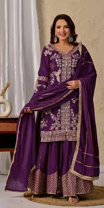 MD 3055 Wine Color Chinon Silk Salwar Suit with Embroidery Work. Online Get it for ₹2149. Delivery 4-6 Working Days. Shop now. | Jump Suits, Straight Suits, Casual Suits, Creative suits, Designer Suits, Palazzo Suits, Party Wear Suits, Patiala Suits, Salwar suit