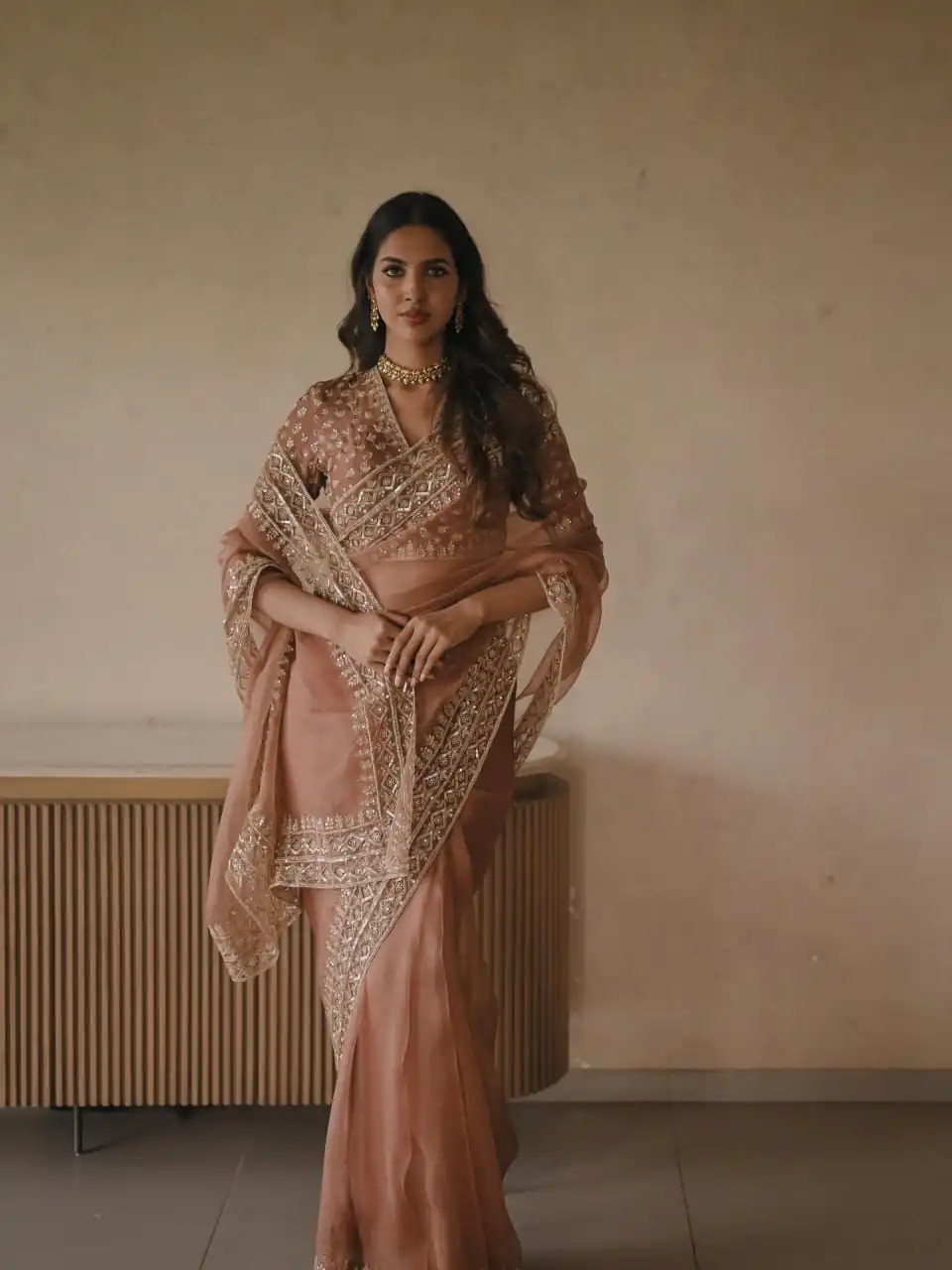 KD 632 Light Brown Soft Tebby Silk Saree. Perfect for Wedding, Party, Onam, Family Gatherings, Mehendi – Festive Deal ₹2099. Delivery 4-6 Working Days | Bollywood Sarees, Creative Sarees, Designer Sarees, Embroidered Sarees, Ethnic Saree, Modern Digital sarees, Party Wear Sarees, Sarees