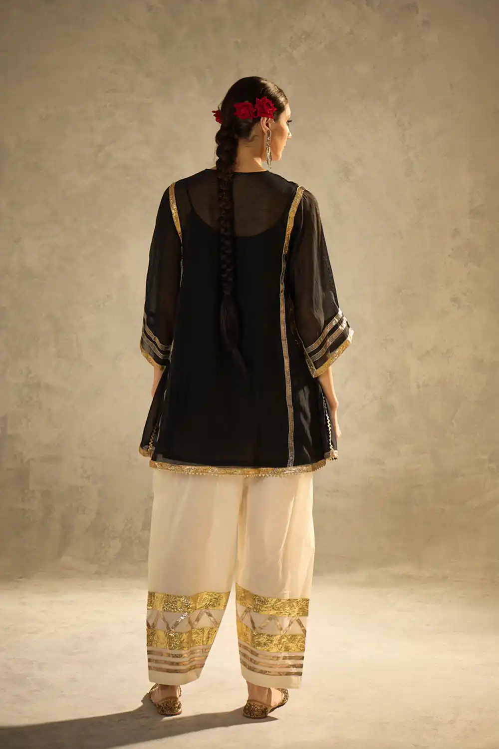 ST 1169 Black Black Chinon Salwar Suit with Gotta Patti Work. Available at ₹1849 only. Delivery 4-6 Working Days. Shop now. | Jump Suits, Straight Suits, Casual Suits, Creative suits, Designer Suits, Palazzo Suits, Party Wear Suits, Patiala Suits, Salwar suit