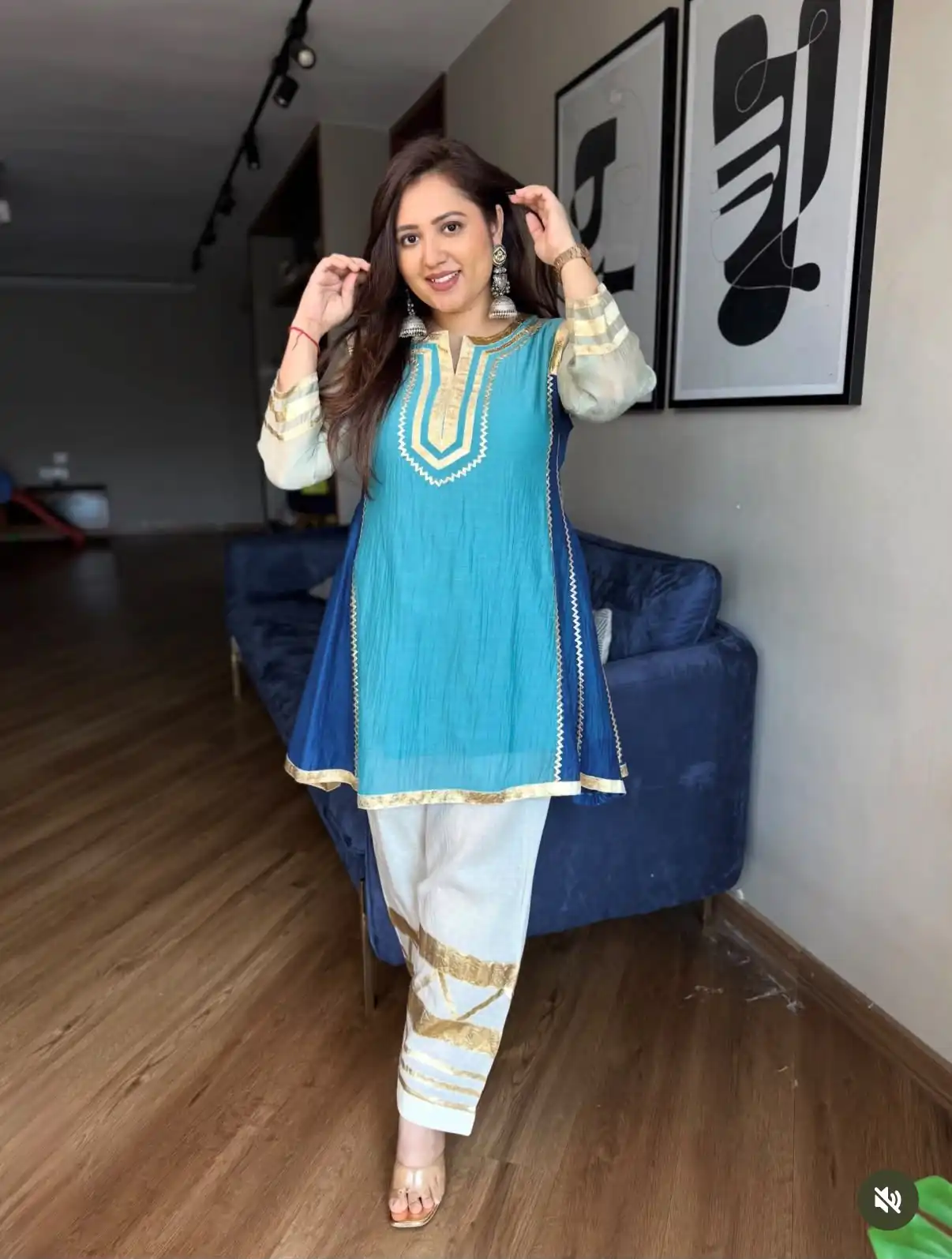 ST 1169 Blue Color Chinon Salwar Suit with Gotta Patti Work. Available at ₹1849 only. Delivery 4-6 Working Days. Shop now. | Jump Suits, Straight Suits, Casual Suits, Creative suits, Designer Suits, Palazzo Suits, Party Wear Suits, Patiala Suits, Salwar suit