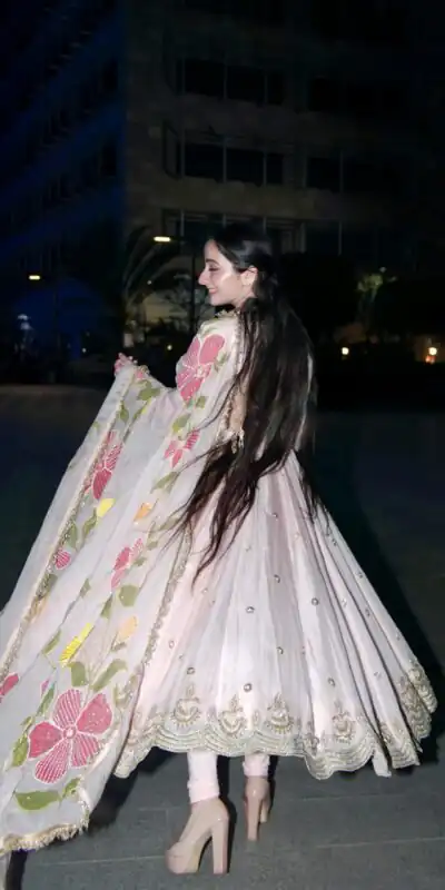 ZB 5072 Cream Fox Perfect for Wedding, Party, Durga Puja, Diwali, Anniversary –Georgette Gown. Now at just ₹2049. Delivery 4-6 Working Days. Shop now. | Bollywood Gowns, Creative Gowns, Designer Gowns, Embroidered Gowns, Gowns, Party Wear Gowns