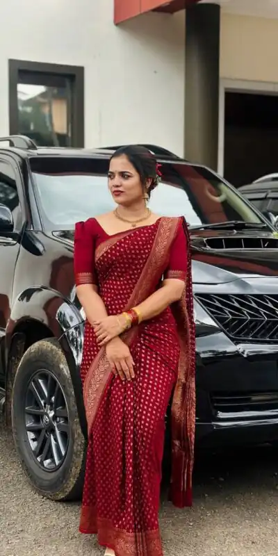 KPR 264 Maroon Soft Lichi Silk Saree with Lace Work & Lace Border. Introductory Price ₹1349. Delivery 4-6 Working Days. Shop now. | Bollywood Sarees, Creative Sarees, Designer Sarees, Embroidered Sarees, Ethnic Saree, Modern Digital sarees, Party Wear Sarees, Sarees