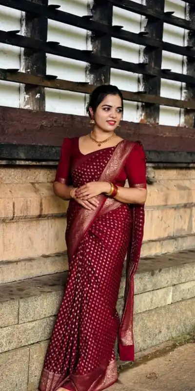 KPR 264 Maroon Soft Lichi Silk Saree with Lace Work & Lace Border. Introductory Price ₹1349. Delivery 4-6 Working Days. Shop now. | Bollywood Sarees, Creative Sarees, Designer Sarees, Embroidered Sarees, Ethnic Saree, Modern Digital sarees, Party Wear Sarees, Sarees