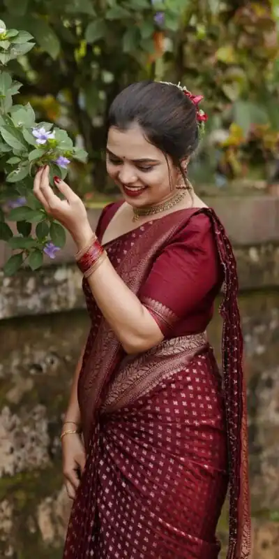 KPR 264 Maroon Soft Lichi Silk Saree with Lace Work & Lace Border. Introductory Price ₹1349. Delivery 4-6 Working Days. Shop now. | Bollywood Sarees, Creative Sarees, Designer Sarees, Embroidered Sarees, Ethnic Saree, Modern Digital sarees, Party Wear Sarees, Sarees