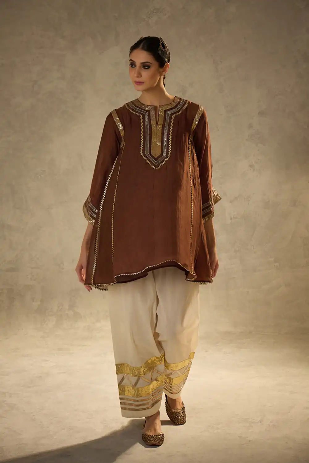 ST 1169 Rust Color Chinon Salwar Suit with Gotta Patti Work. Available at ₹1849 only. Delivery 4-6 Working Days. Shop now. | Jump Suits, Straight Suits, Casual Suits, Creative suits, Designer Suits, Palazzo Suits, Party Wear Suits, Patiala Suits, Salwar suit