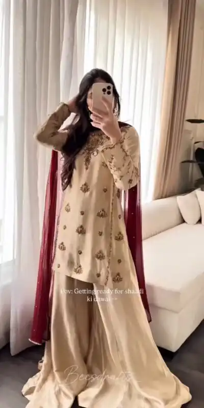 WW 1272 Cream Pure Natural Crep Salwar Suit with Moti Work & Embroidery Work. Affordable Price ₹1949. Delivery 4-6 Working Days. Shop now. | Jump Suits, Straight Suits, Casual Suits, Creative suits, Designer Suits, Palazzo Suits, Party Wear Suits, Patiala Suits, Salwar suit